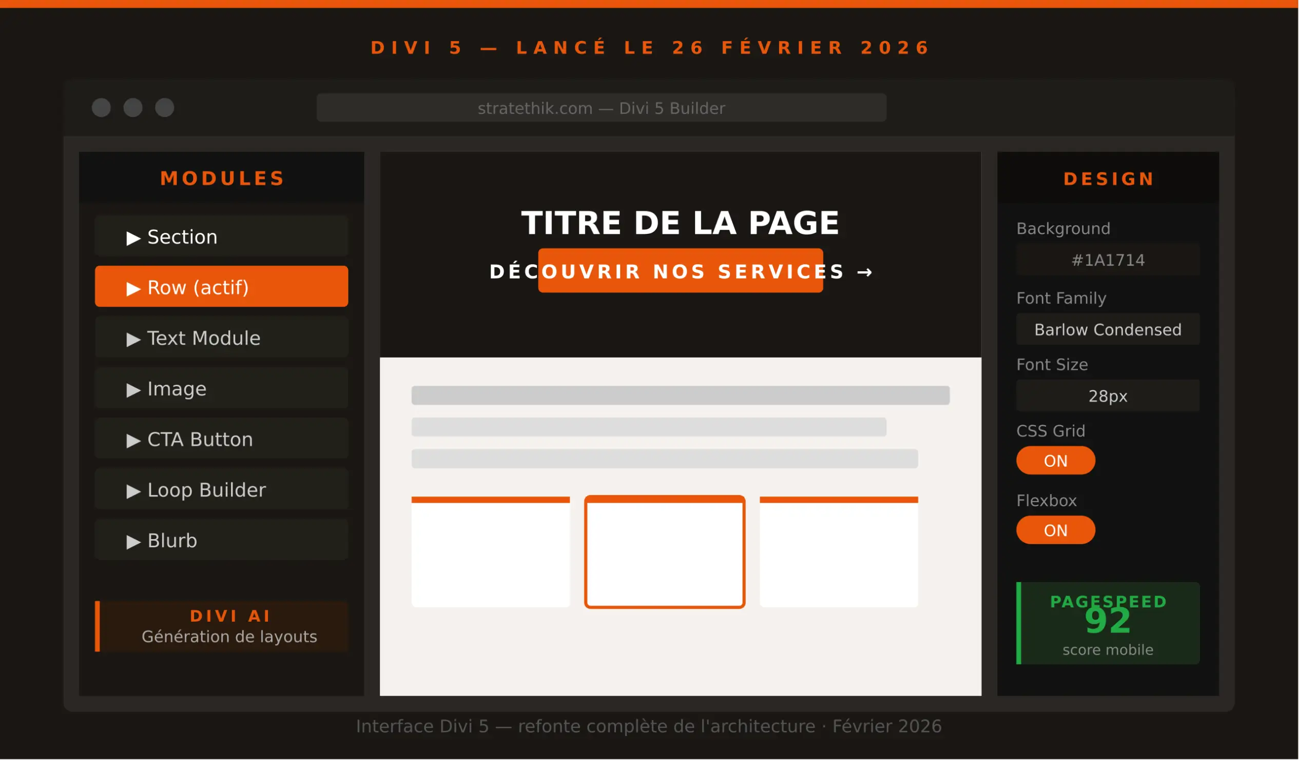 interface Divi 5 constructeur pages WordPress 2026